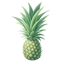 Fototapeta premium Single pineapple leaf illustration, sharp green blade shape, soft gradient shading, clean vector outline, transparent background