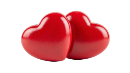 Two Red Hearts Intertwined on a Transparent Background PNG Image