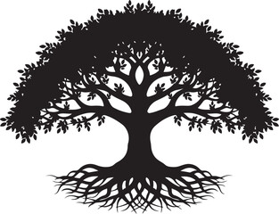 Tree of Life Silhouette with Roots &ndash; Symbolic Nature & Spiritual Design.