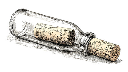 Detailed Vector Drawing of Cork from Wine Bottle with Outline