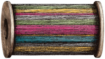 Vibrant Colorful Spool of Thread and Yarn Vector Art for Creative Projects