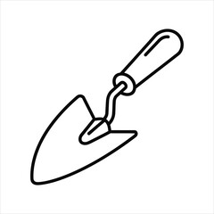 Hand Trowel Icon Vector, Gardening or Masonry Tool Outline, Small Spade