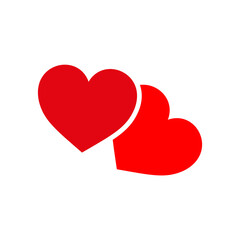 Two Red Hearts – Flat Love Symbol for Relationship and Togetherness