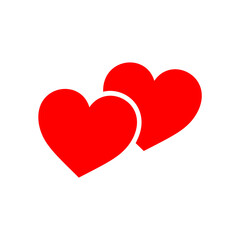 Two Red Hearts – Flat Love Symbol for Relationship and Togetherness