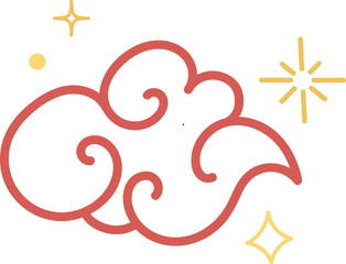 Red Blue Cloud Ornament Decorative Element