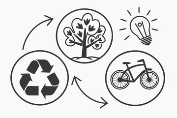 Eco Friendly Lifestyle Icon Set  Minimal Vector  W Vector Illustration