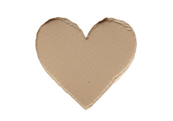 A simple, rustic heart shape cut from brown craft paper, isolated on a clean transparent background, symbolizing love and handmade crafts