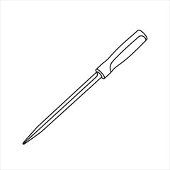 Outline Vector Icon of a Dibber or Pointed Planting Tool for Making Seed Holes