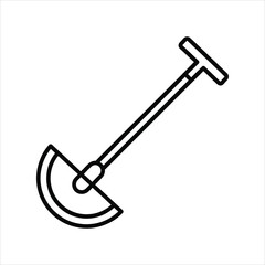 Vector Outline Icon of a Long-Handled Half-Moon Edging Shovel or Lawn Edger