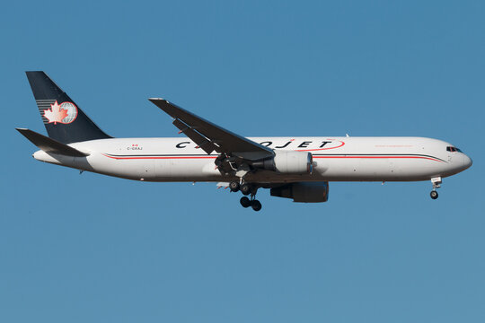 Campinas, Brazil &ndash; November 20, 2025: Cargojet Boeing 767-300 freighter landing at Viracopos International Airport.