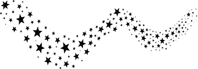 Black and white wavy star trail, abstract shooting star with sparkle dust vector graphic design © Majnur