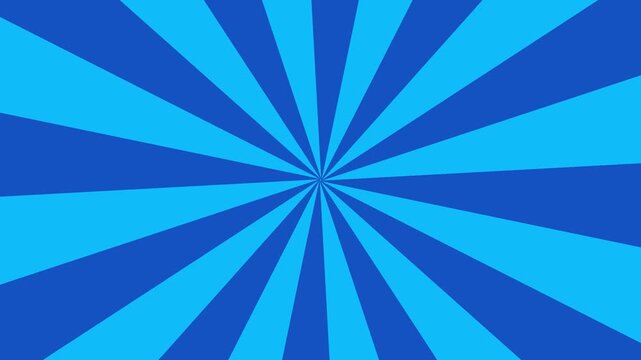 Comic book dodger blue background with rays animation, colorful radial speed lines from middle to the outside seamless loop abstract line rays sunburst manga anime cartoon popup art backdrop cyan colo