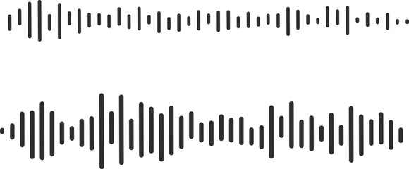 Simple Line Art Audio Waveform Vector Set, Equalizer Graphic Element for Music and Technology Design