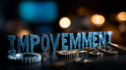 Continuous improvement concept display heavily defocused business background organizational advancement representation persistent enhancement philosophy quality evolution