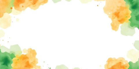 26 January Watercolor frame abstract background orange green white copy space: Indian republic day banner or poster 