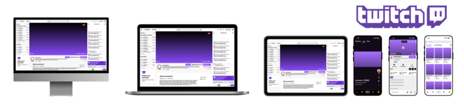 Twitch Live Streaming Mobile Interface on iPhone Carousel Screens
Twitch App UI Design, Twitch Streaming Feed and Twitch Mobile Experience