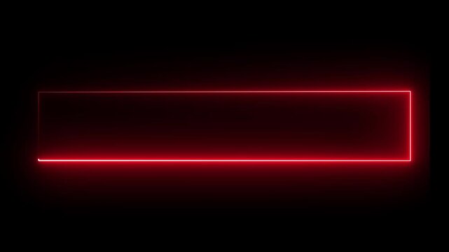 neon glowing rectangle frame with missing corner on dark background