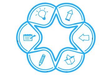 Flat Vector Circular Process Diagram with Six Segments &mdash; Modern Minimal Infographic Design