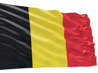Belgium flag waving isolated on transparent background