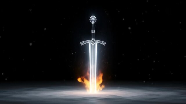 Animated Fantasy Sword Engulfed in Flames: Power, Magic, and Mythological Symbolism for Games