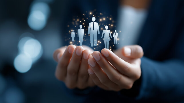 Empowering teams through strategic human resource management heavily defocused corporate background business success representation employee development optimization workforce