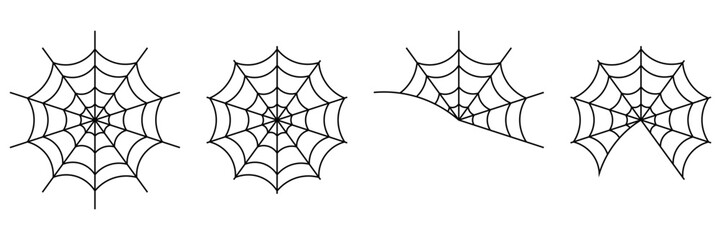 Spiderweb Varieties Icon Set &ndash; Black Cobweb Mesh Patterns and Halloween Ornament Silhouettes Vector
 Collection