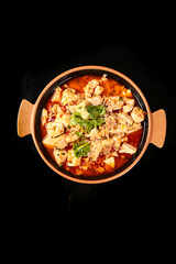 Traditional Chinese Mapo Tofu with Pork in Spicy Chili Sauce
