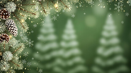 Christmas Trees and Snowflakes in a Festive Forest Environment