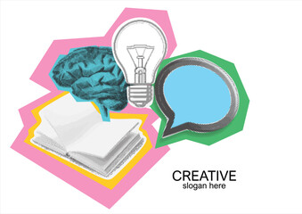 Creative Thinking and Idea Generation Concept. Creative collage