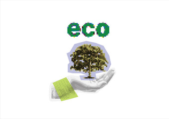Eco Concept with Hand and Tree. Creative collage