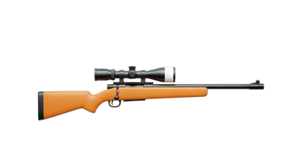 Sniper Rifle with Scope Isolated on White Background