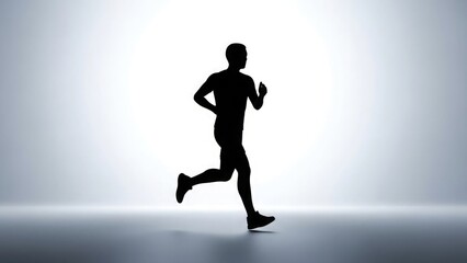 Obraz premium Silhouette of a man running on a white 3d isolated on white background 2025 2026 download 1