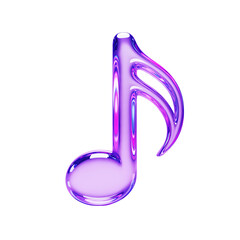Purple Glass Music Note Icon Keywords: music note, musical symbol, sound, audio, melody, song isolated on a transparent background