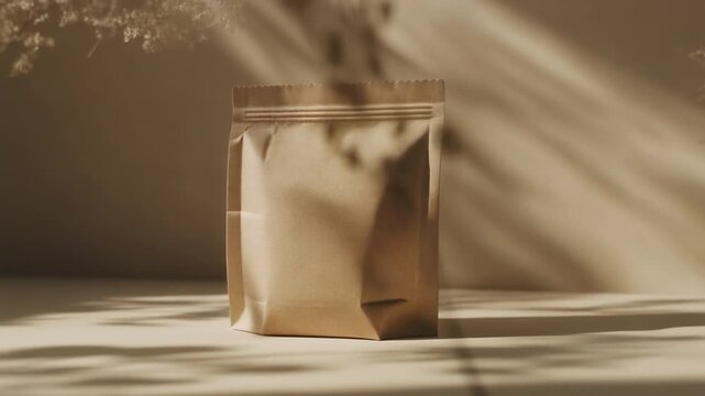 Eco-friendly product mockup video with blank packaging made of kraft paper