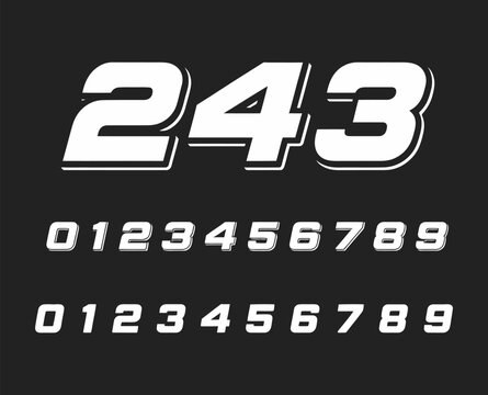 Racing numbers vector set with clean, striking typography for motorsport use, suitable for race cars, motorcycles, helmets, and high-speed competition graphics