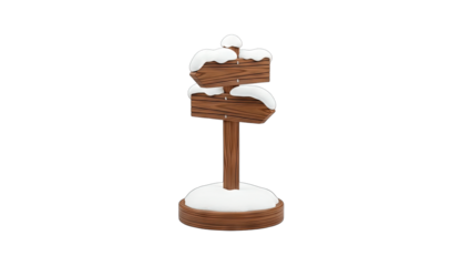 Snow-covered Wooden Sign Directing Directions in Winter