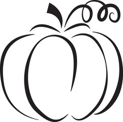 Stylized Black Pumpkin Outline with Swirl Stem squash