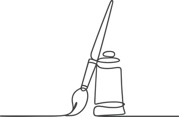 Abstract Paintbrush and Paint Can Artistic Tools Illustration