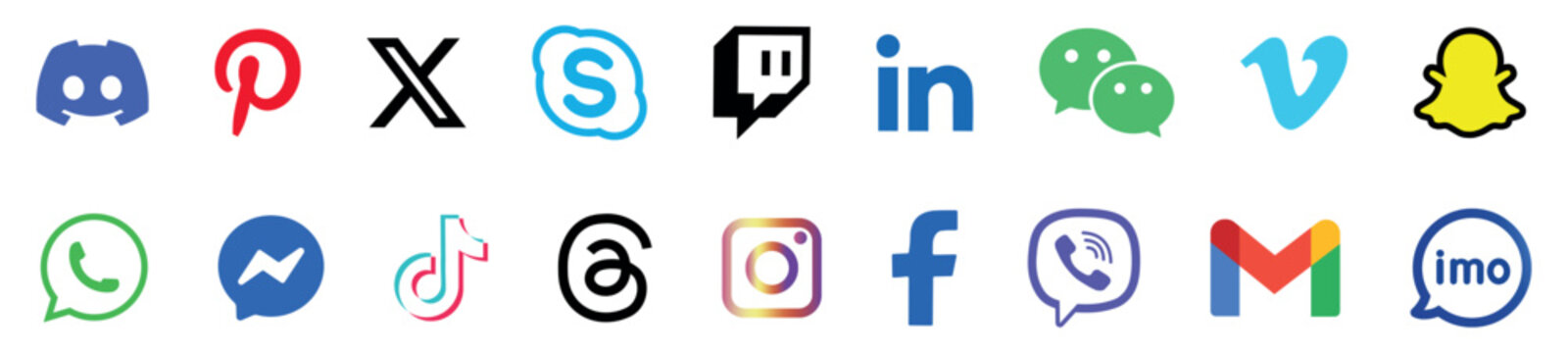 Social media and messenger icons vector set