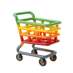 Rainbow Shopping Cart Icon trolley commerce isolated on a transparent background