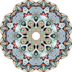 Colorful cute Mandalas. Decorative unusual round ornaments.