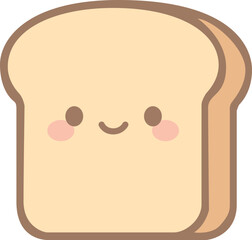 Cute Bread Slice Cartoon Illustration