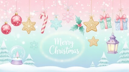 Merry Christmas winter illustration greeting background