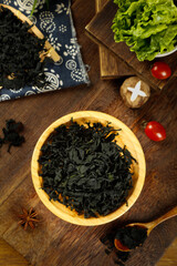 Dried Seaweed and Fresh Vegetables Korean Food Styling Flat Lay