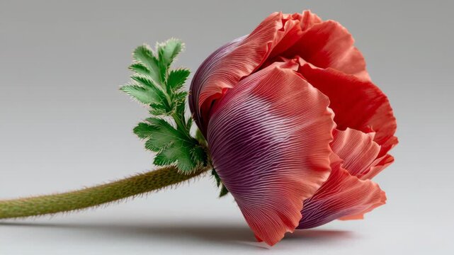 A single red flower with a green stem