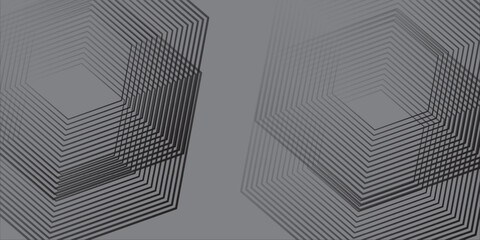 Abstract gray background with black geometric lines. Black hexagon lines pattern. Suit for poster, banner, brochure, cover, flyer.