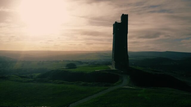 Castle Hill and Victoria Tower silhouette 