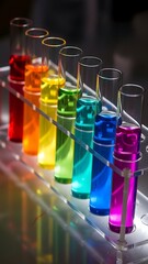 Colorful Test Tubes with Liquids in Lab Setting