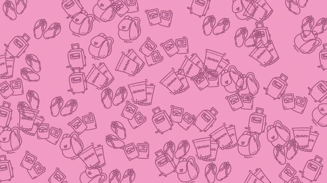 Seamless looping pink background of baby icons animation.