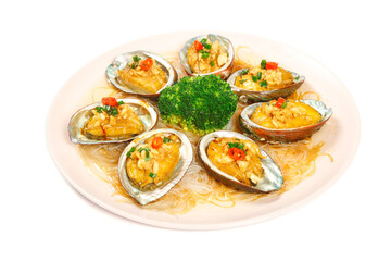 Steamed Abalone with Vermicelli and Garlic - Chinese Seafood Dish